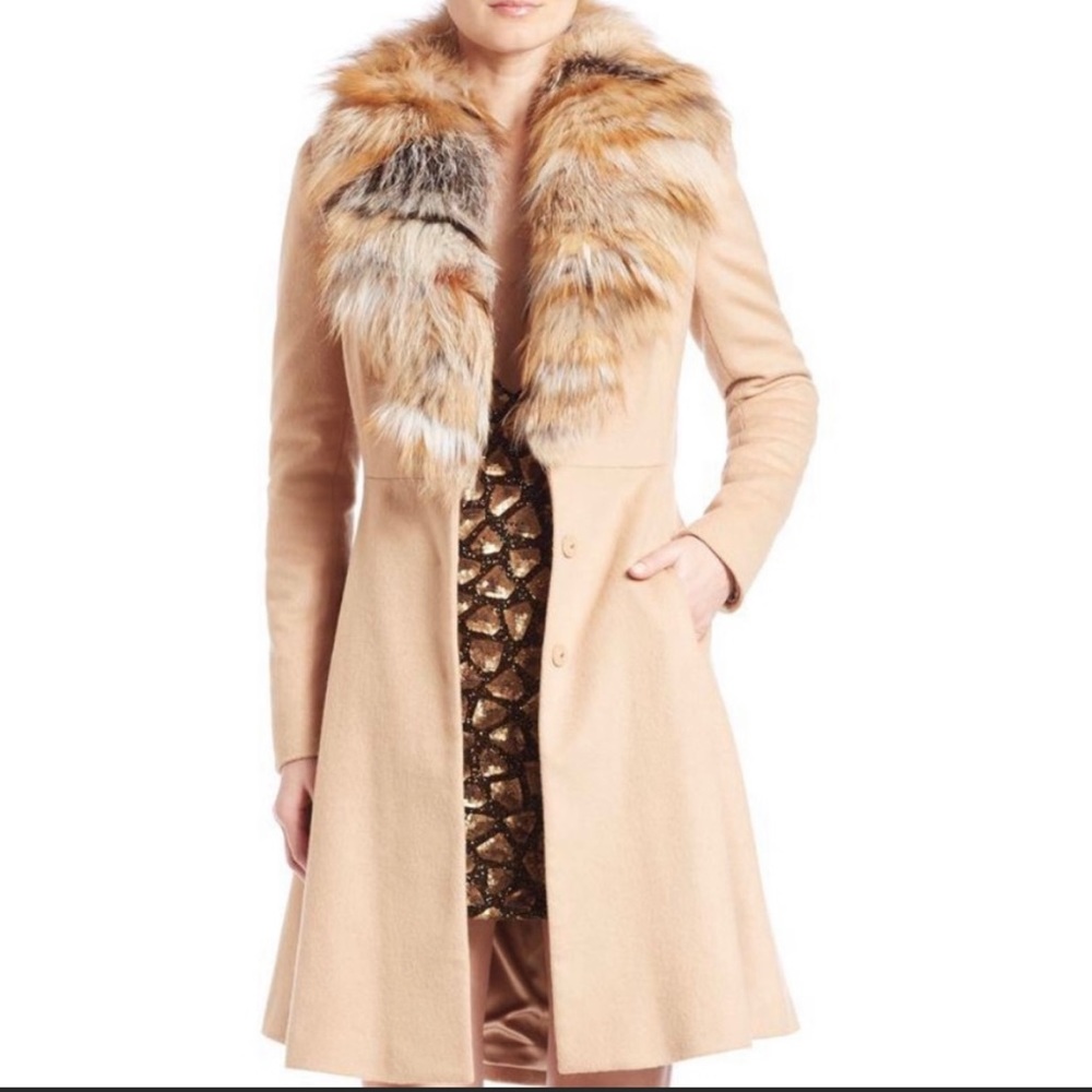 Alice and Olivia Fox Fur Collar Coat
